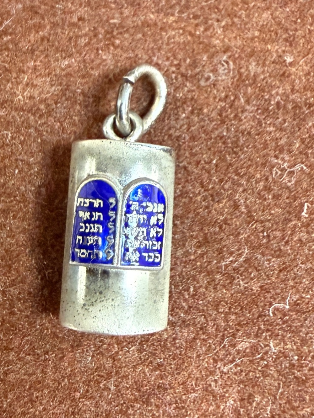 Vintage Sterling Ten Commandments Tablet Pendant Charm